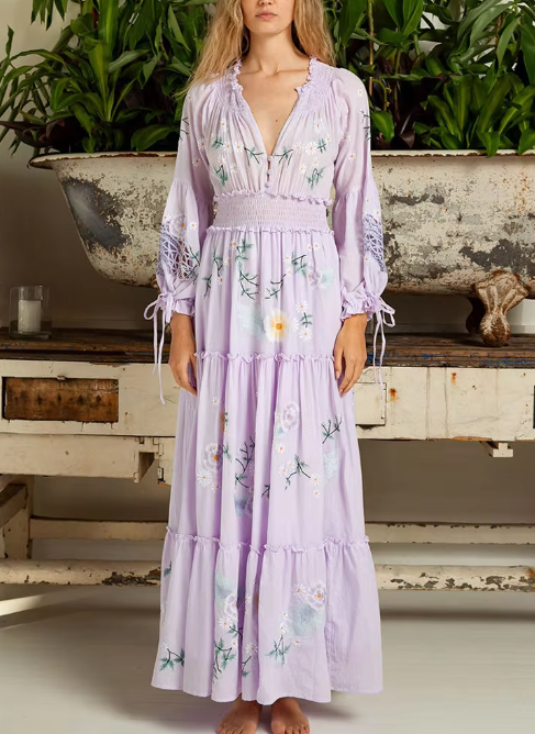 Cecilia Floral Embroidery Maxi